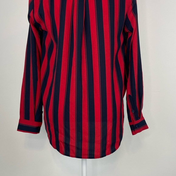 Urban Outfitters Longline Navy and Red Striped Surplice Blouse. Size Small. NWT - Picture 7 of 16